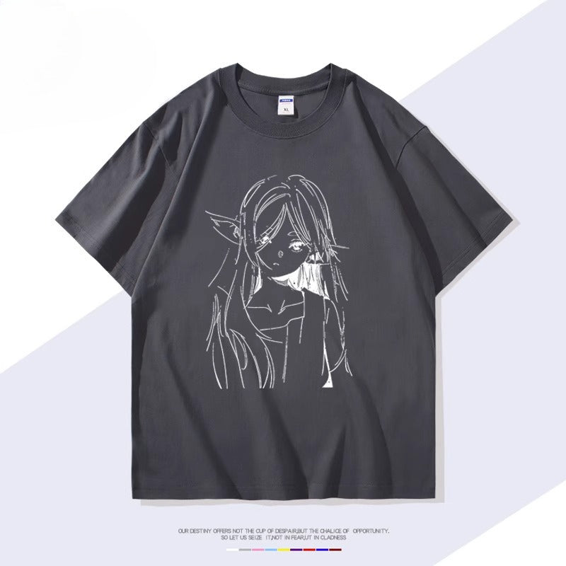 Cute Women's Anime Cotton Short-sleeved T-shirt