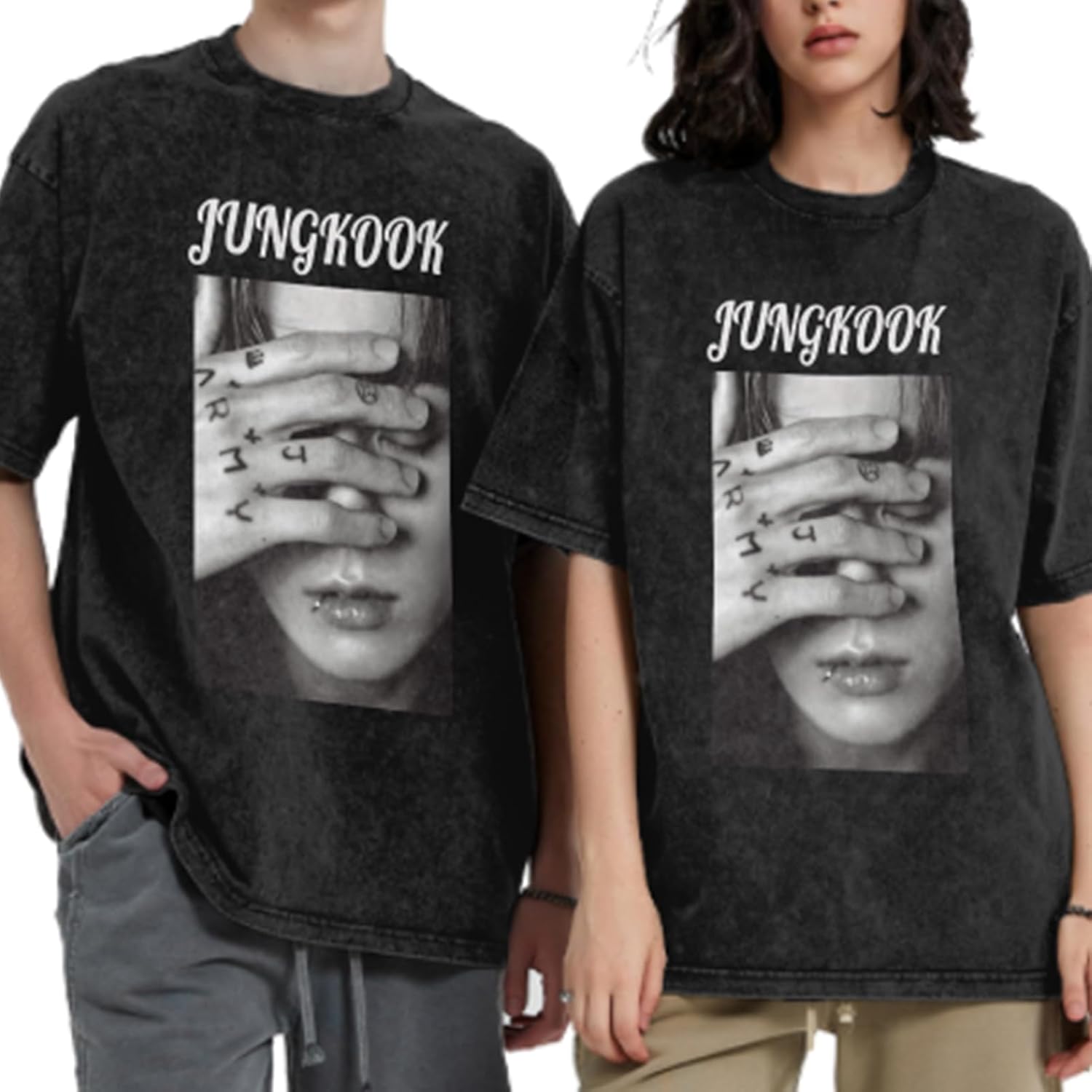 Vintage Kpop ARMY Black Washed Cotton T-Shirt