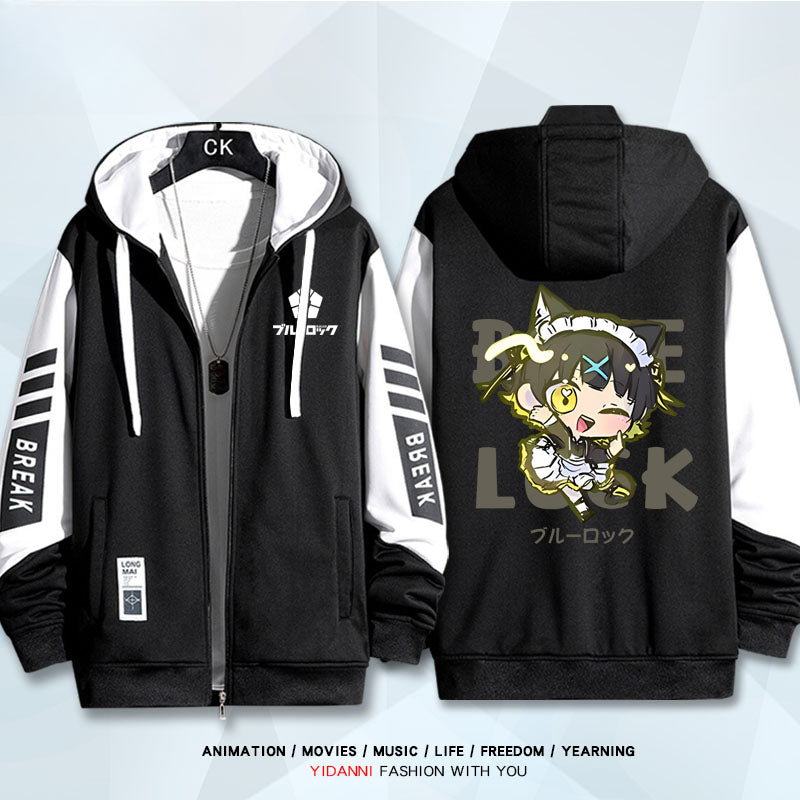Unisex Anime Print Zipper Loose Hoodie