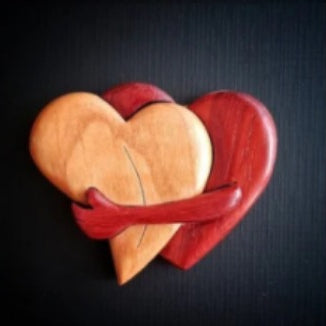 Lovely Hugging Heart Wood Carvings