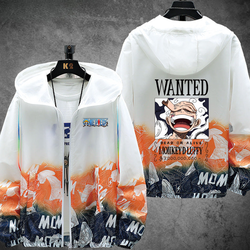 Unisex Luffy Zipper Sunscreen Thin Jacket