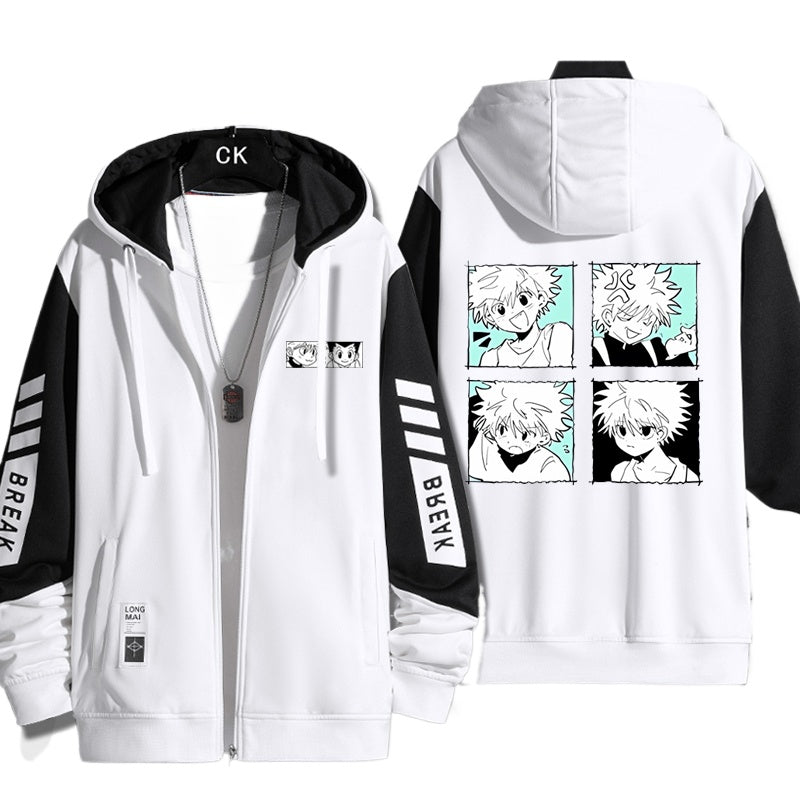Unisex Anime Graphic Zipper Hooded Jacket