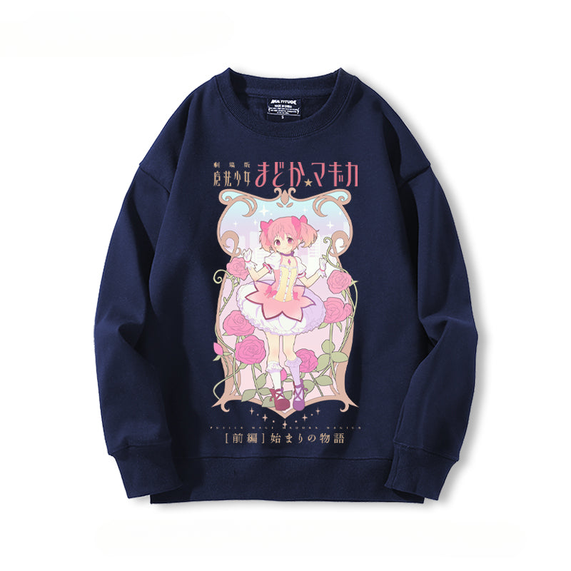 Cute Girls' Anime Crew Neck Sweatshirt