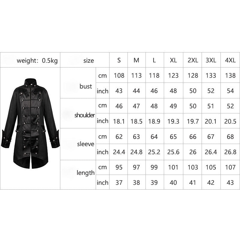 Vintage Men's Medieval Punk Long Jacket