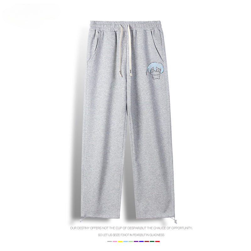 Casual Anime Logo Drawstring Sweatpants