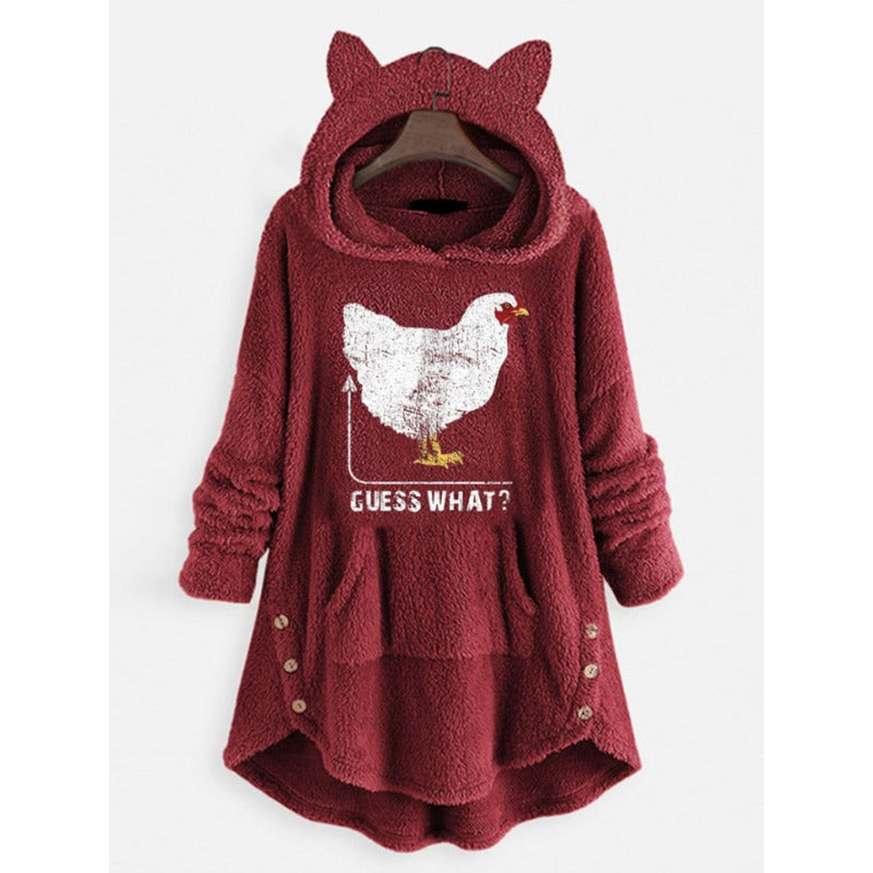 Women's Cat Ears Hooded Long-sleeved Coat