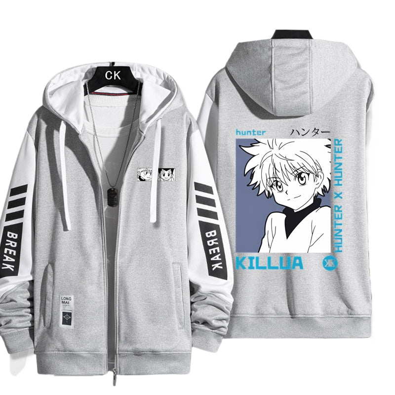 Unisex Anime Graphic Zipper Hooded Jacket