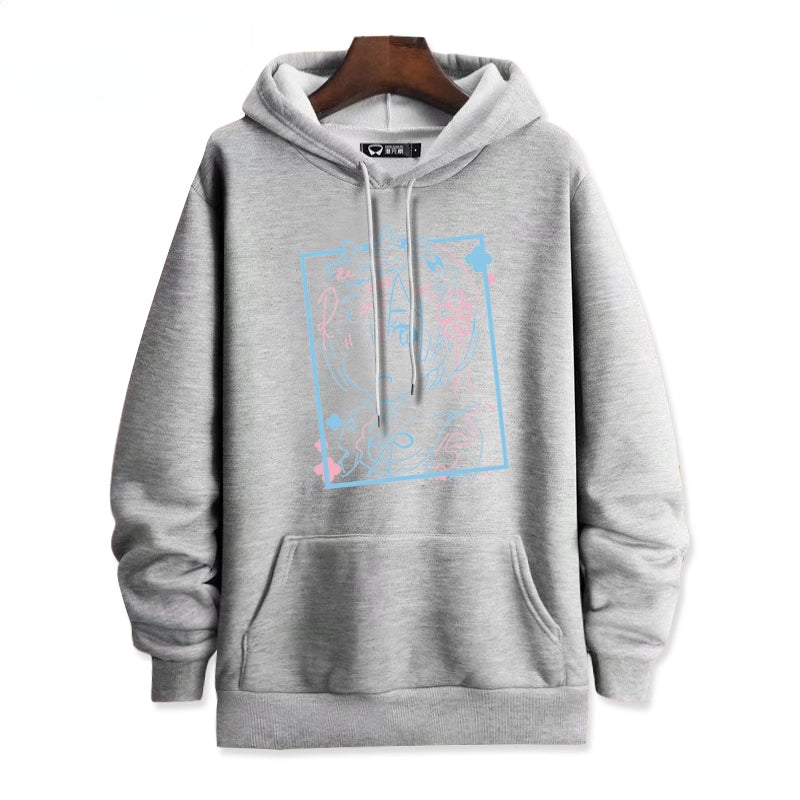 Casual Anime Graphic Print Pullover Hoodie