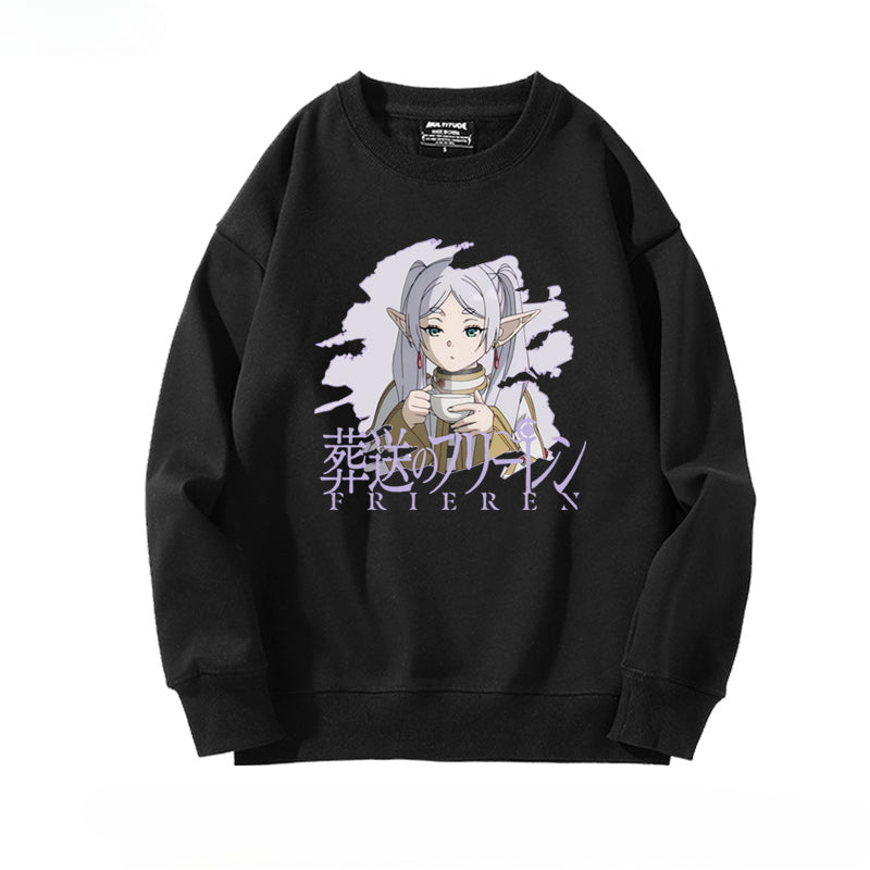 Women's Anime Print Crew Neck Sweatshirt