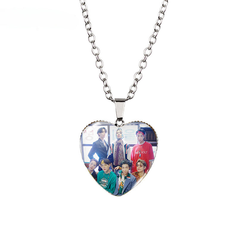 Kpop Time Gem Heart Necklace