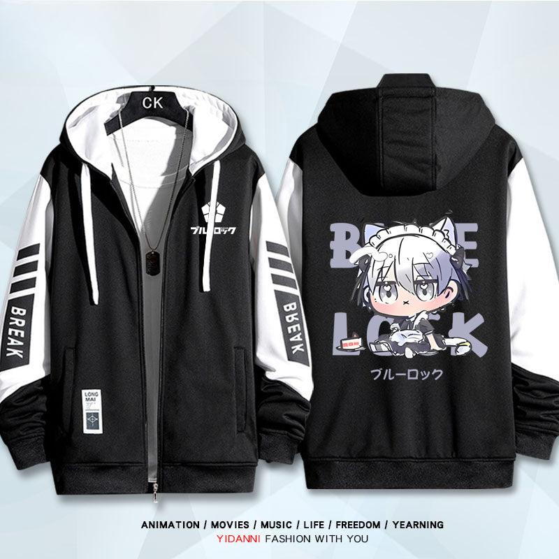 Unisex Anime Print Zipper Loose Hoodie