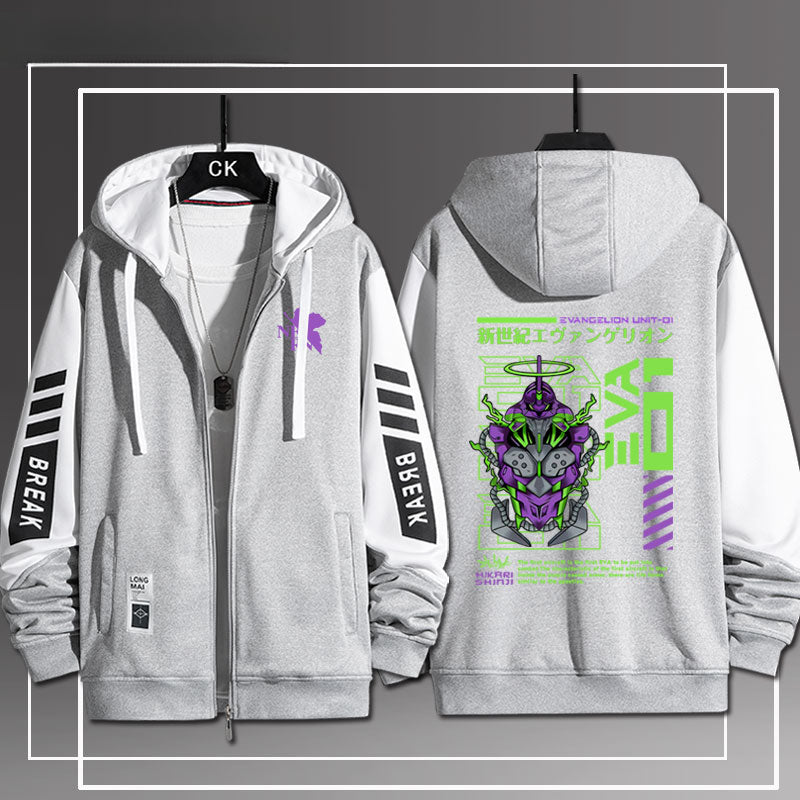 Unisex Anime EVA Pattern Zipper Hoodie