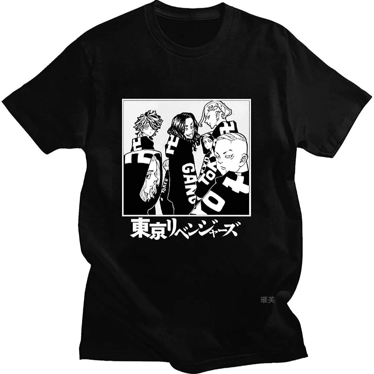 Unisex Anime Graphic Printed Casual Black T-shirt