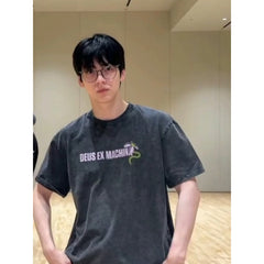 Soobin Same Retro Cotton Washed Short-sleeved T-shirt