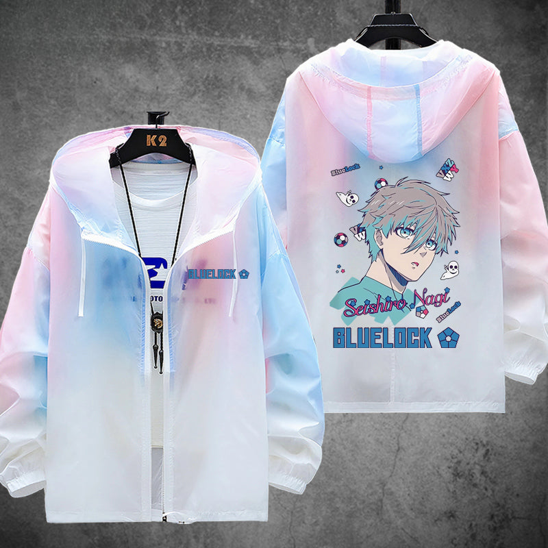 Unisex Anime Print Zipper Sunscreen Thin Jacket