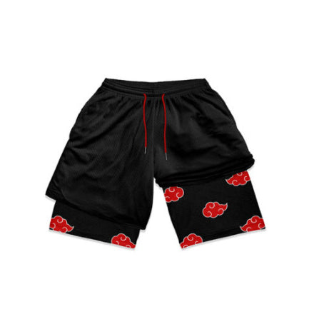 Men's Anime Digital Print Double-layer Fitness Shorts