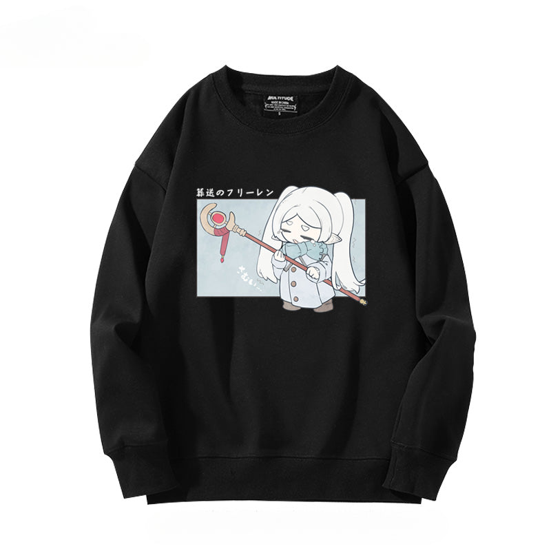 Women's Anime Print Crew Neck Sweatshirt