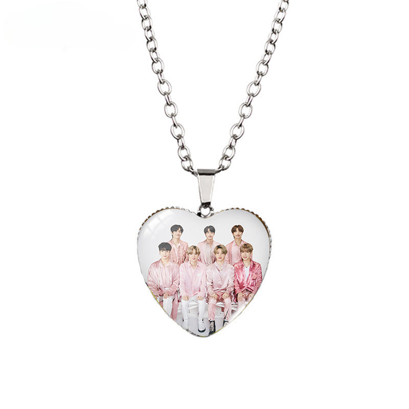 Kpop Time Gem Heart Necklace