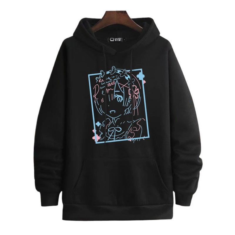 Casual Anime Graphic Print Pullover Hoodie