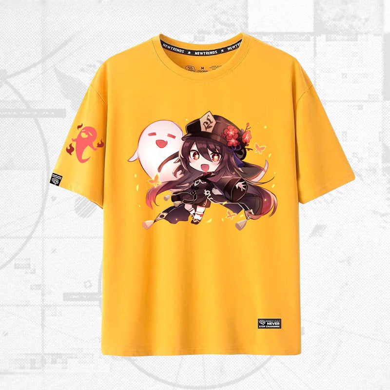Unisex Game Hutao Casual Short-sleeved T-shirt