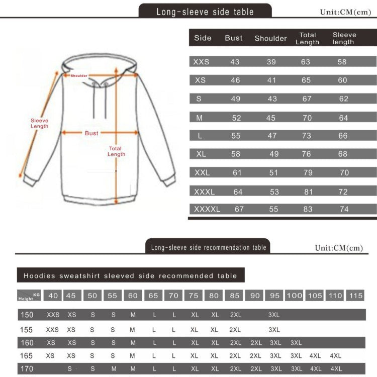 Unisex Anime Print Striped Loose Hoodie