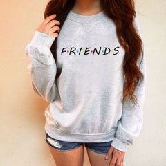 Friends Letter Pattern Crew Neck Long Sleeve Sweatshirt