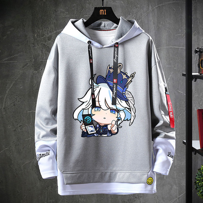 Unisex Game Furina Fake Two-piece Hoodie