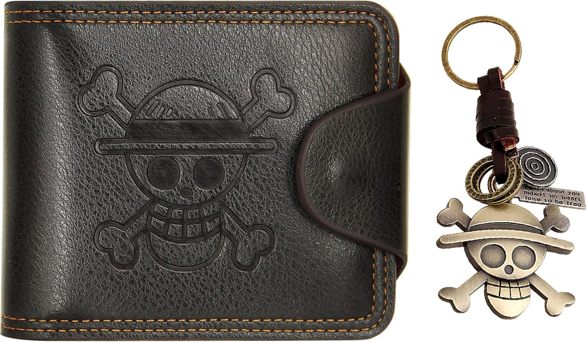 Straw Hat Luffy Anime Wallet Keychain Set