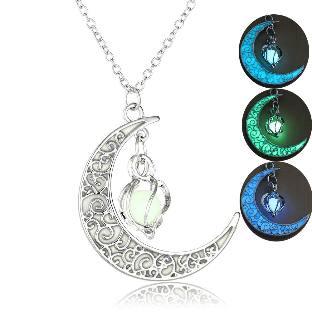 Hollow Luminous Moon Bead Necklace