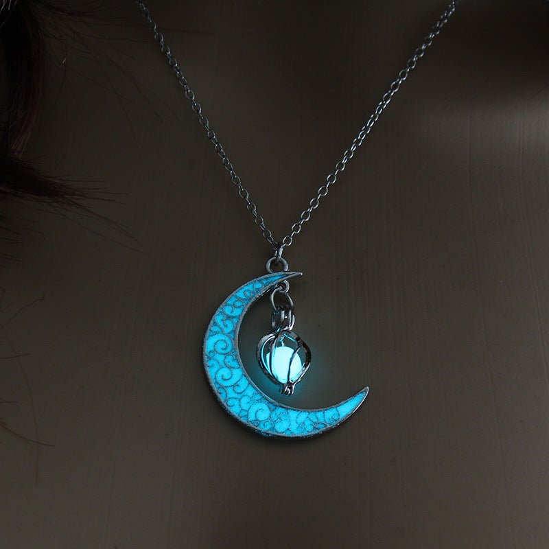 Hollow Luminous Moon Bead Necklace