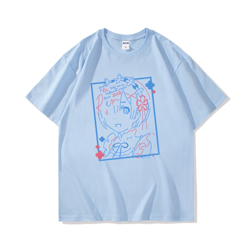Rem Anime Cotton Short Sleeve Summer T-Shirt