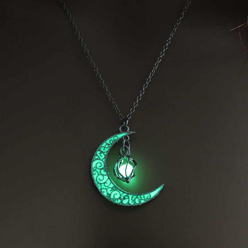 Hollow Luminous Moon Bead Necklace