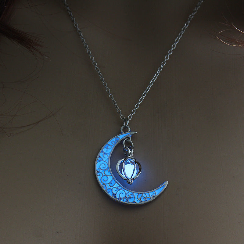 Hollow Luminous Moon Bead Necklace