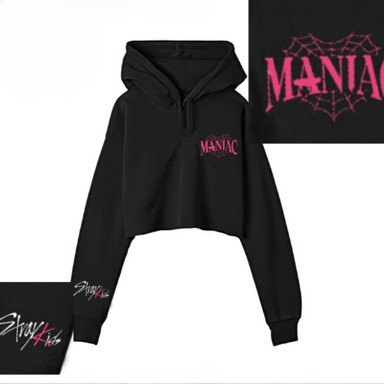 Chic Girls Kpop MANIAC Black Cropped Hoodie