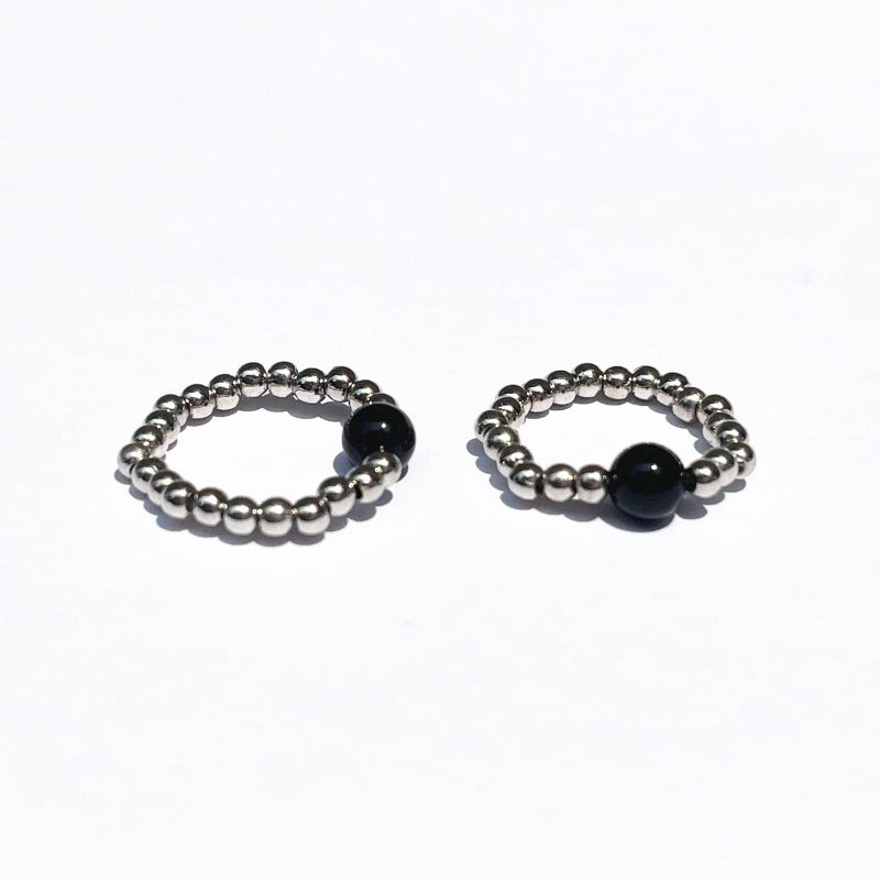 Kpop Agate Couple Elastic Beaded Ring