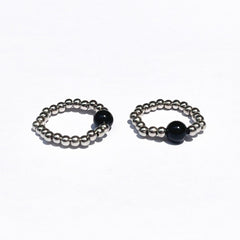 Kpop Agate Couple Elastic Beaded Ring