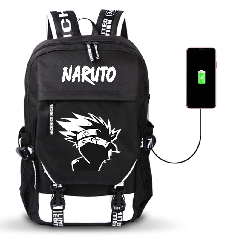 Trendy Anime Pattern Printed Black Backpack