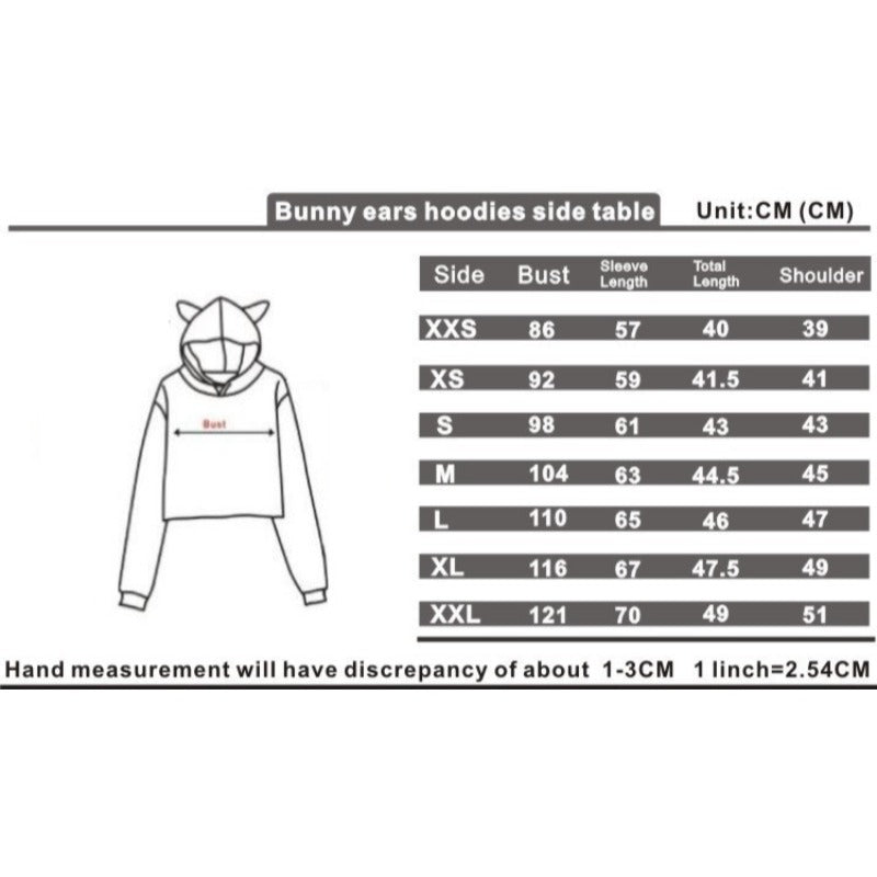 Girls' Anime Printed Cat Ear Crop Hoodie