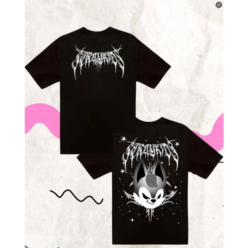 Unisex Kpop Cartoon Print Crew Neck Tee