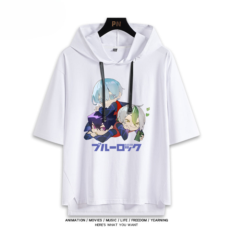 Unisex Anime Cos Short Sleeve Hooded T-Shirt