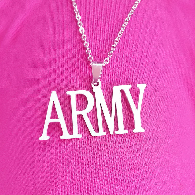 Kpop Letter Stainless Steel Pendant Necklace