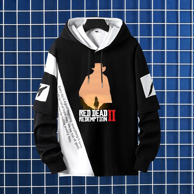 Men's Game Graphic Print Loose Pullover Hoodie