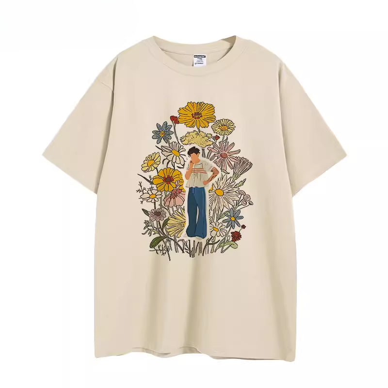 Retro Graphic Short-sleeved Cotton T-shirt