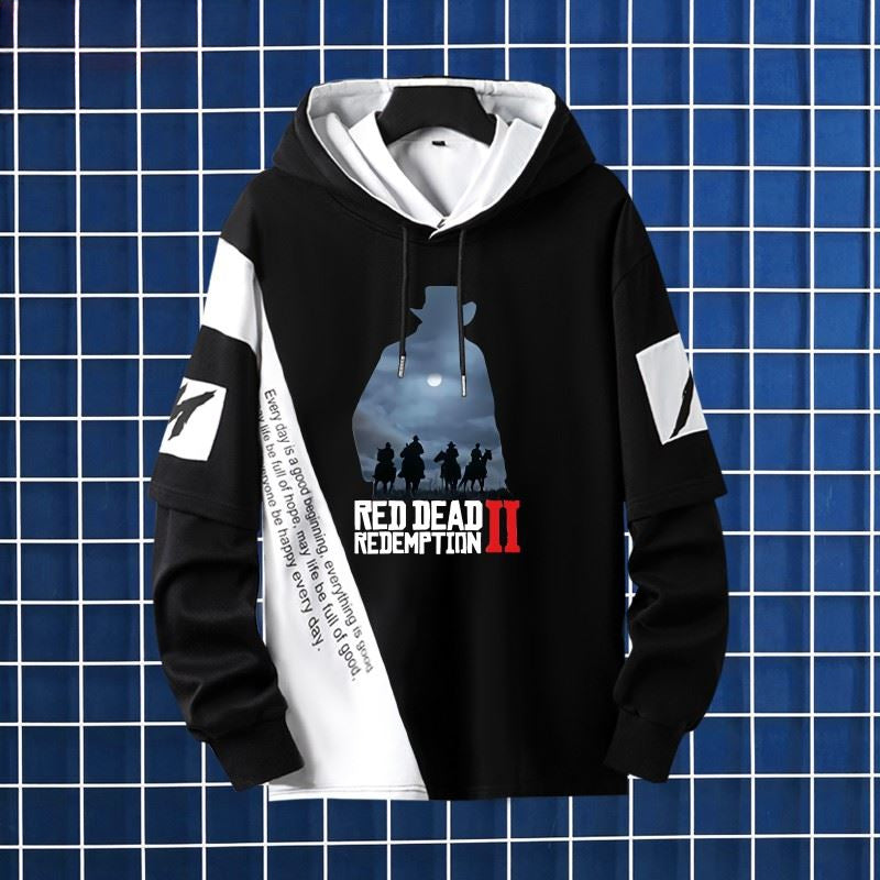 Men's Game Graphic Print Loose Pullover Hoodie