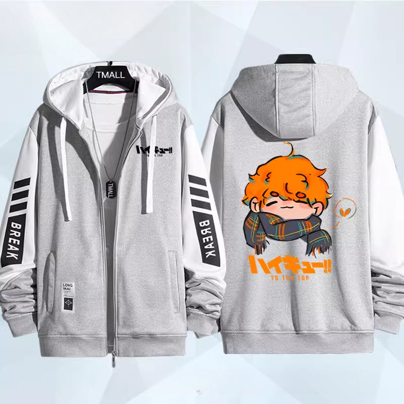 Unisex Hinata Anime Zipper Thin Coat