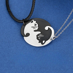 Black and White Cat Couple Necklace