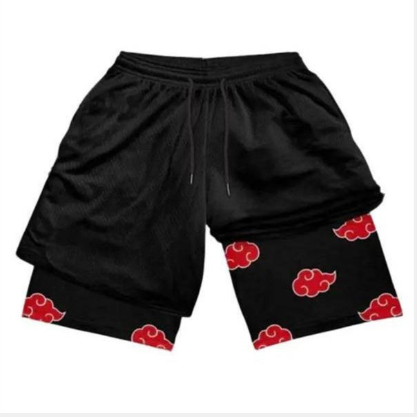 Casual Men's Anime Printed Double-layer Sports Shorts