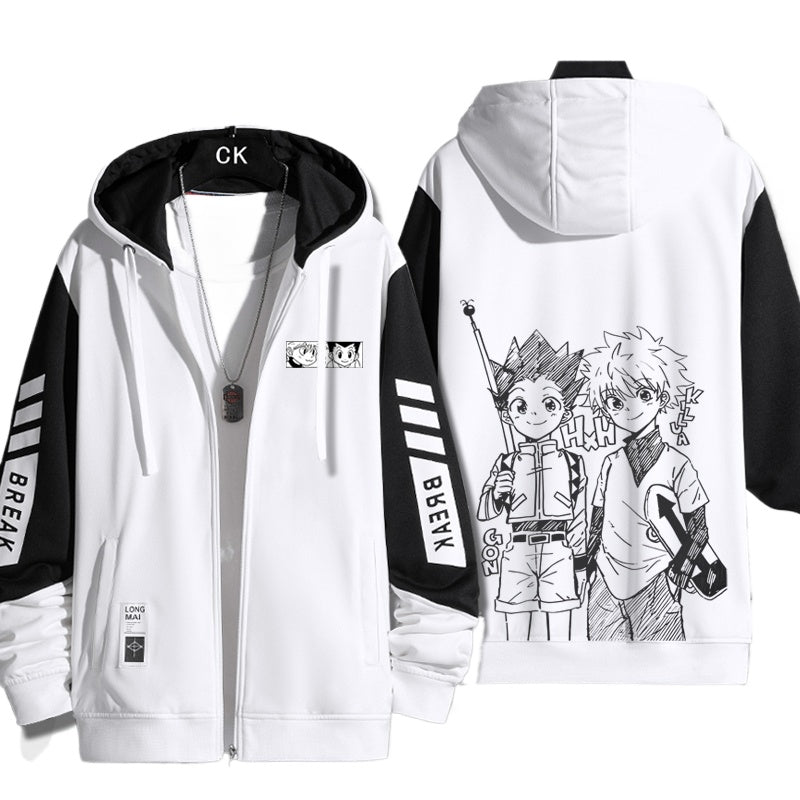 Unisex Anime Graphic Zipper Hooded Jacket