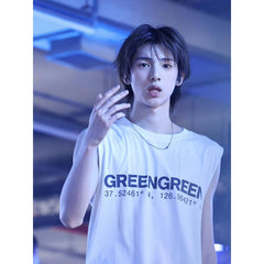 JUHOON GREENGREEN Print Vest T-shirt