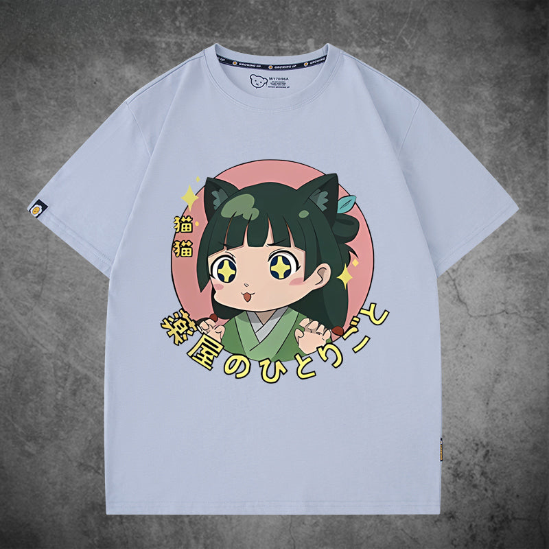 Girl's Anime Pattern Short Sleeve T-Shirt